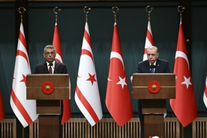 Cumhurbaşkanı Erdoğan ile KKTC Cumhurbaşkanı Erhürman ortak basın toplantısı düzenledi