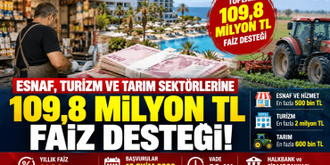 109,8 Milyon TL Faiz Desteği
